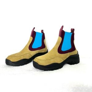 John Elliot Calandra Leather Chelsea Boots 41 lime blue maroon